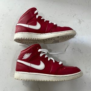 Red and White Jordans size 3.5 youth